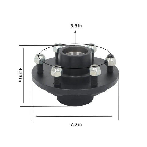 Durable 6-Lug 5.5 Inch Trailer Hub Kit For 3500 Lb Square 84 Spindle With Bearings And Seals RV Camper Trailer Replacement Hub