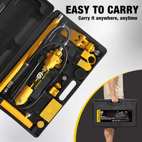 6 Ton Porta Power Kit Hydraulic Ram Pusher Puller For Auto Body Frame Repair In Garage Or Shop With Blow Mold Carrying Storage Case