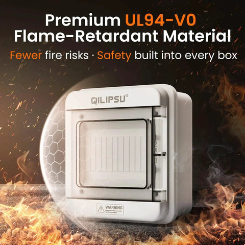 6 Way DIN Rail Circuit Breaker Box UL94 V0 PC ABS IP65 Waterproof Distribution Enclosure, premium flame-retardant material.