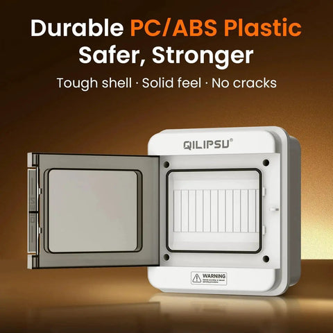 6 Way DIN Rail Circuit Breaker Box UL94 V0 PC ABS IP65 Waterproof Distribution Enclosure with open door view