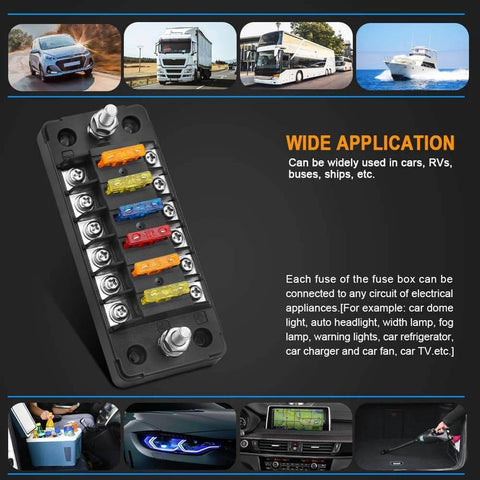6 Way Blade Fuse Block With Negative Bus For 12V 24V Vehicles Waterproof Cover 6 Circuit Fuse Holder Installed View