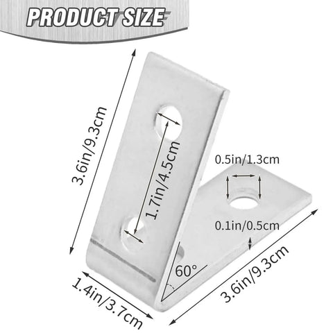 Inside Angle Bracket Brace For Half Inch Bolts Four Pack Fits Three Point Six Inch Strut Channel Galvanized Carbon Steel