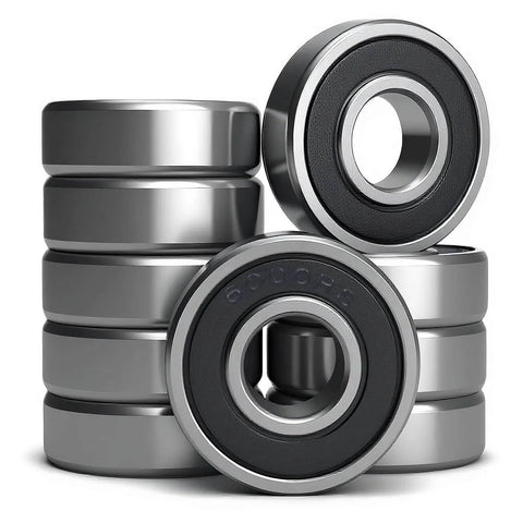 10 PCS 6000-2RS Double Rubber Seal Bearings 10x26x8mm, pre-lubricated, smooth rotation, side view of deep groove ball bearings