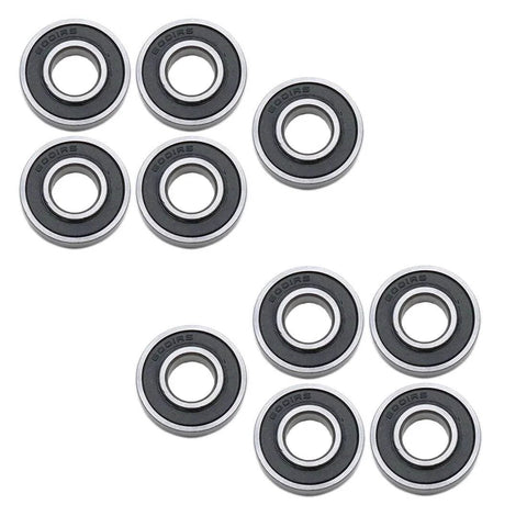 10pcs 6001RS Ball Bearing Double Sealed Deep Groove Ball Bearings 28mm/1.1" Outer Dia, shown in black seals front view