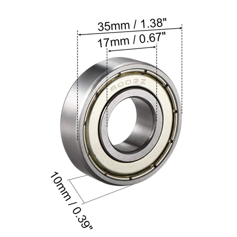 Beefy Deep Groove Ball Bearing 6003Z With Single Shield 17mm By 35mm By 10mm Chrome Steel Bearings Pack Of 1 Built For Heavy Duty DIY Projects Pro Grade Performance.