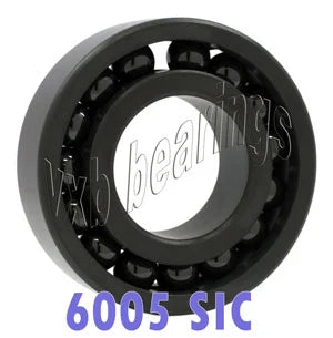 6005 Full Complement Ceramic Bearing SIC Silicon Carbide 25x47x12 - VXB Ball Bearings