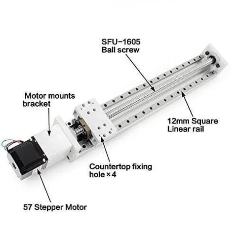 600mm Stroke CNC Linear Stage Motion Actuator X Y Z Axis Linear Slide Rail Aluminum Alloy Cross Sliding Table Linear Rail Guide SFU1605 Ballscrew+Nema23 57 Stepper Motor for CNC