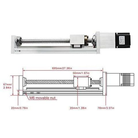 600mm Stroke CNC Linear Stage Motion Actuator X Y Z Axis Linear Slide Rail Aluminum Alloy Cross Sliding Table Linear Rail Guide SFU1605 Ballscrew+Nema23 57 Stepper Motor for CNC