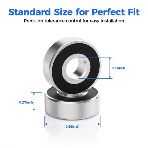 Set Of 30 Premium 608 2RS Ball Bearings With Double Rubber Seals, 8mm X 22mm X 7mm Size, ideal for 3D printers, DIY projects.