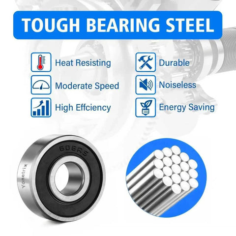608 2RS Ball Bearings 8x22x7mm Deep Groove Rubber Sealed Set Of 10 Bearing Steel with features and tough material visuals