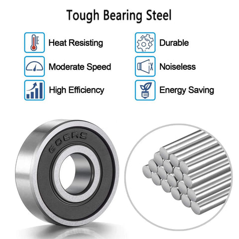20 Pcs 608 2RS Ball Bearings Deep Groove Double Rubber Sealed Miniature 8x22x7 Mm Bearing Steel, heat resistant and durable