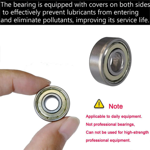 Close-up of 608ZZ Ball Bearing Double Shielded Deep Groove 8x22x7mm held between fingers, showcasing both sides and shielded design.