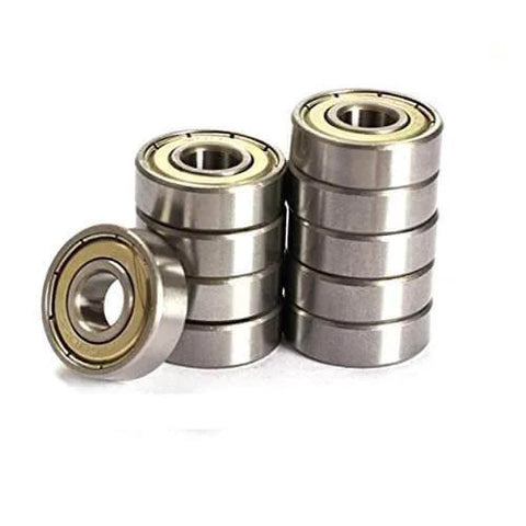 Stack of 608 ZZ Ball Bearings(10PCS), double shielded 8x22x7mm, metal construction, for skateboard and inline skate use.