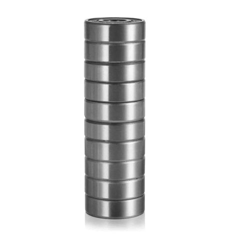 Stack of 608 ZZ Ball Bearings(10PCS), metal double shielded skateboard ball bearings, 8x22x7mm, made of carbon steel.