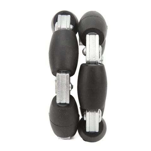 Top view of 60mm Aluminium Alloy Robot Omni Wheel with 10 black Nylon and PE Rollers, anti slipping design for omnidirectional robots