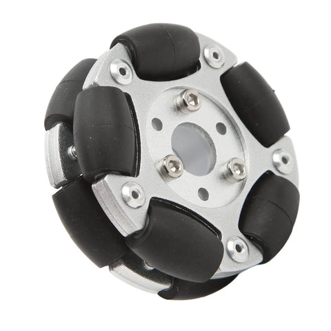 60mm Aluminium Alloy Robot Omni Wheel, 360 Degree Rotation, Anti Slipping Design with 10 Nylon and PE Rollers, close-up view