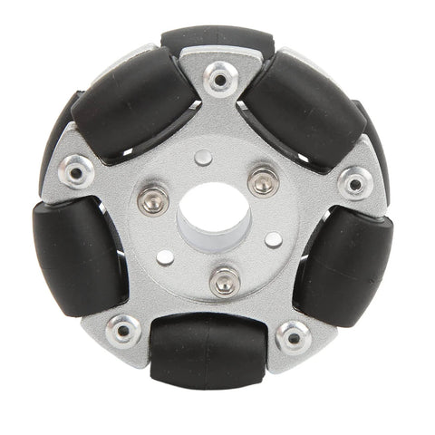 60mm Aluminium Alloy Robot Omni Wheel, 360 Degree Rotation, Anti Slipping Design with 10 Nylon and PE Rollers, front view