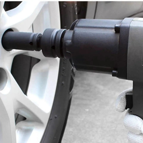 Installed 1/2 in drive to 3/8 in male impact socket adapter on an impact tool; CR-V steel sleeve reducer.