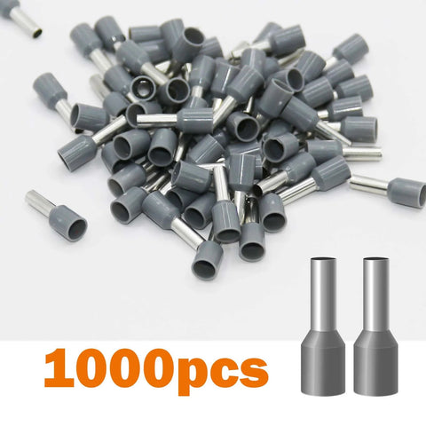 Grey 1000Pcs AWG12 Wire Ferrules Terminals Kit With Insulated Cord Pin Ends For Electrical, Industrial, Chemical Industry And Power Control Systems