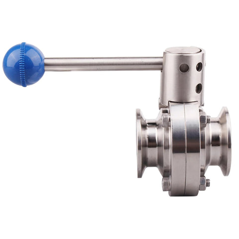 DERNORD sanitary butterfly valve with pull handle, 1.5 in tri-clamp, stainless steel 304