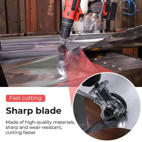 Electric Drill Metal Cutting Shears For Iron And Tin Plates No Hassle Labor Saving Retrofit Tool cutting through metal sheet
