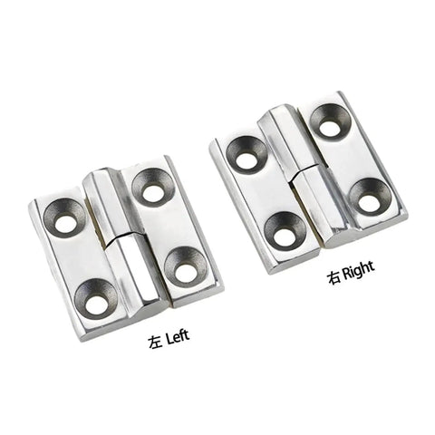 Heavy Duty 304 Stainless Steel Detachable Gate Hinge Thickened For High Load Capacity One Piece Polished Small Size L, left and right view.