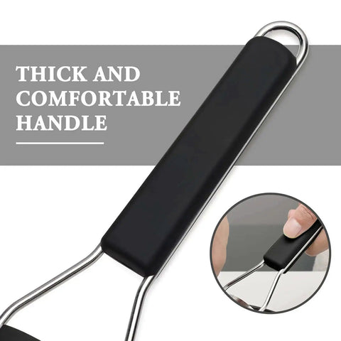 Close-up of thick comfortable handle of Three Piece Grater And Zester Set With Fine Coarse And Extra Coarse Holes Stainless Steel