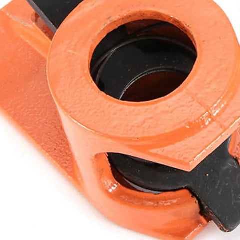 Close-up of heavy duty 1 inch pipe clamp jaws vise fixture set for woodworking tools cast steel construction