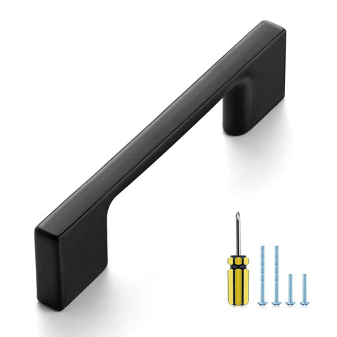 3 Inch Wide Foot Cabinet Pulls 10 Pack Matte Black Cabinet Handles For Kitchen Cabinets And Drawers With Screws Included Durable Metal Hardware For Easy Installation And Long Lasting Use Brushed Matte Finish For Modern Decor And Easy Clean with screwdriver and screws