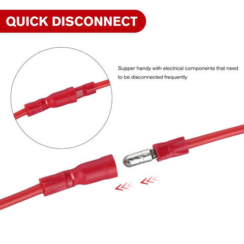 Red DIY Friendly 200Pcs Bullet Terminals Wire Connectors Kit For Automotive And Marine Wiring AWG 22 To 14 in use