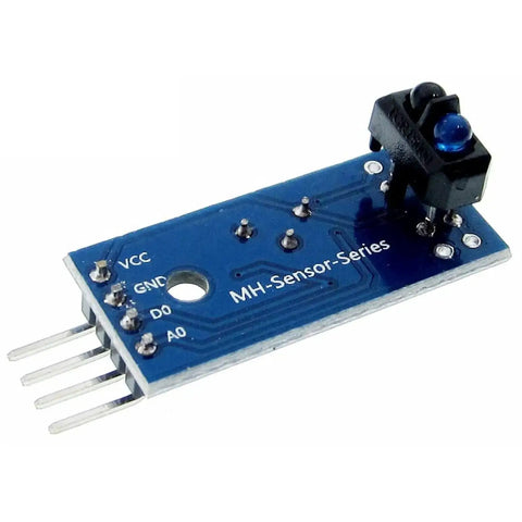 Single module from Ten Pack Infrared Reflective Sensor Modules for Obstacle Avoidance and Line Tracking, shown with 940nm sensor and pins