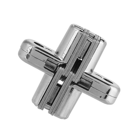 Hidden 180 Degree Door Hinge Zinc Alloy Invisible Concealed Cross Hinge For Cabinets And Furniture, shown in close-up view
