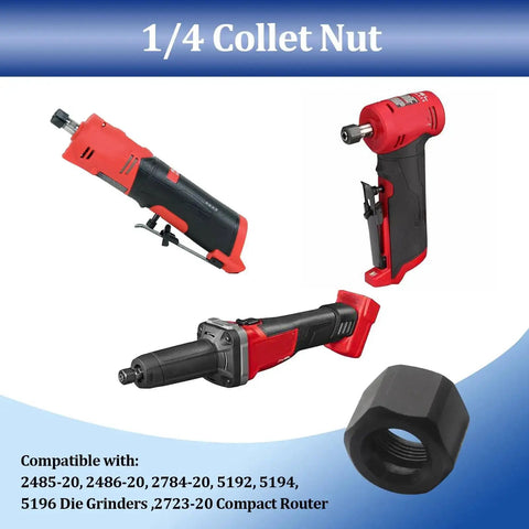 1/4 Inch Die Grinder Collet Nut Replacement Part For 2485-20 2486-20 2784-20 5192 5194 5196 Die Grinders And 2723-20 Compact Router