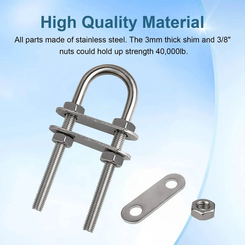Heavy Duty 316 Stainless Steel U Bolts Two Pack For Boat Stern Bow Eye Tie Downs Yacht Boat Trailer And Automotive Use 100mm Length
