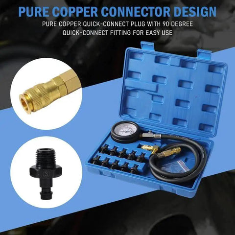 Oil Pressure Test Kit For Cars And Trucks With 0 To 140 Psi Dual Scale Engine Oil Pressure Gauge, 3 Inch Dial, open in case