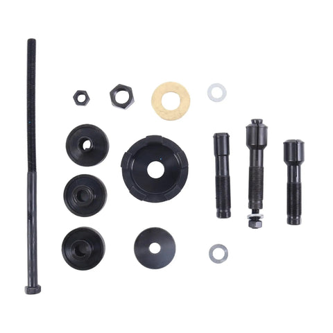 Harley Davidson Wheel Bearing Puller Tool Kit For Motorcycles From 2000 Onward displayed with main body puller and accessories