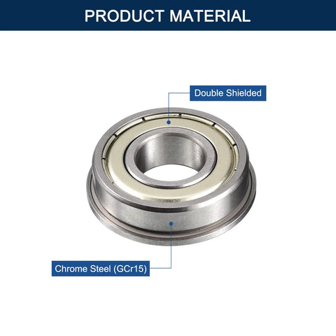 HiPicco FR6ZZ flanged ball bearing, 3/8 in ID x 7/8 in OD, double shielded chrome steel GCr15.