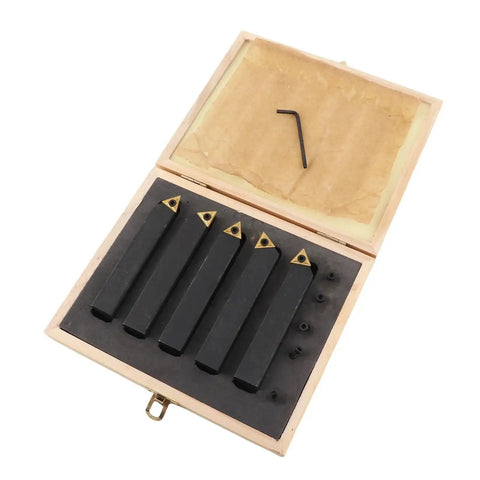 Five Piece Carbide Turning Tool Set With 60 Degree Left And Right, 75 Degree Left And Right, And 90 Degree Indexable Inserts for metalworking