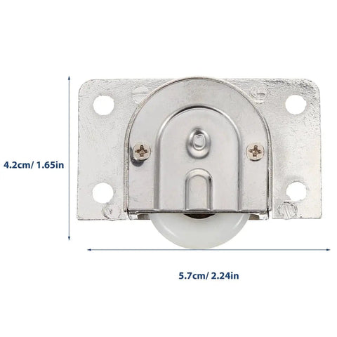Front view of zinc alloy Cabinet Sliding Roller Wheels Zinc Alloy Sliding Door Hardware for wardrobe doors with measurements.