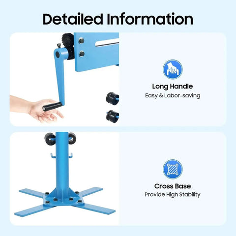 Bead Roller Sheet Metal Beading Machine With Rotary Bender, 6 Die Set, 1.2mm Capacity, Manual Crank Swaging Burring Tool, long handle