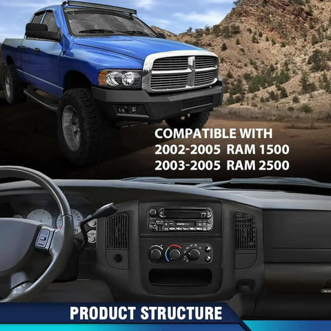 Dash Center Radio Bezel Trim Panel With Storage Box For Dodge Ram 1500 2002-2005 shown installed in vehicle interior