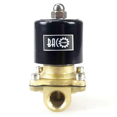 Front view of Brass Heavy Duty Electric Solenoid Valve Three Eighths Inch NPT 110V AC for water irrigation and fluid lines