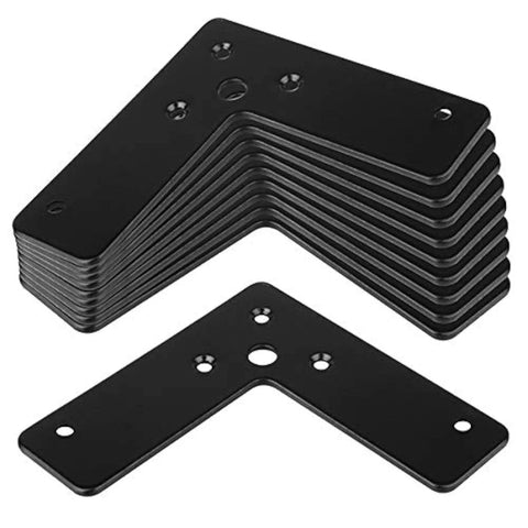 10 Pack Black Flat Corner Brace 4x4 Inches L Shaped Stealth Speed Mending Plate For Wood And Furniture 33 Lb Load Per Pack Cold Rolled Steel