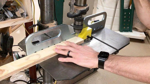 Drill Press Fence Pro With Switchable Magnets For Slick, Precise Woodworking On Drill Tables, Magnetic Fence System in use