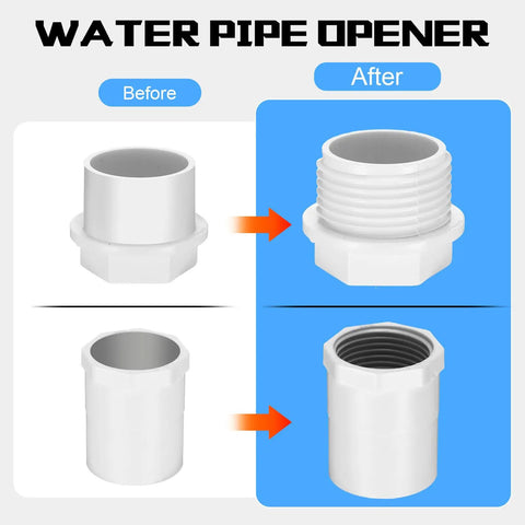 Pro Grade All In One Pipe Thread Cutting Tool With Integrated Internal And External Threading PVC PPR MPP Tubing Electric Drill Compatible Threader Kit before and after threading plastic pipe