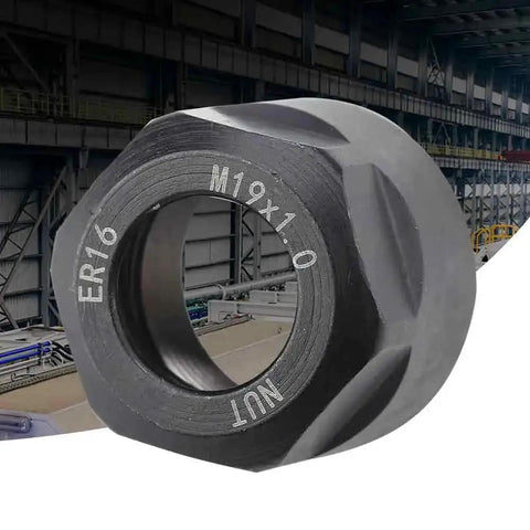 ER16 Collet Chuck Holder With Dynamic Balancing Nut And Metal Clamping Nut For Lathe Tool Fixing, M19 size close-up
