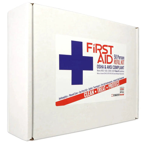 OSHA and ANSI Class B First Aid Kit Refill For 50 People 208 Piece Upgrade Pack with Splint and Tourniquet Plus Tools Box