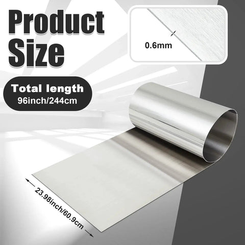 Stainless Steel Sheet 24x96 Inches 24ga Brushed Finish Heavy Duty Boss Grade Metal Plate for Magnetic Mount Boards.