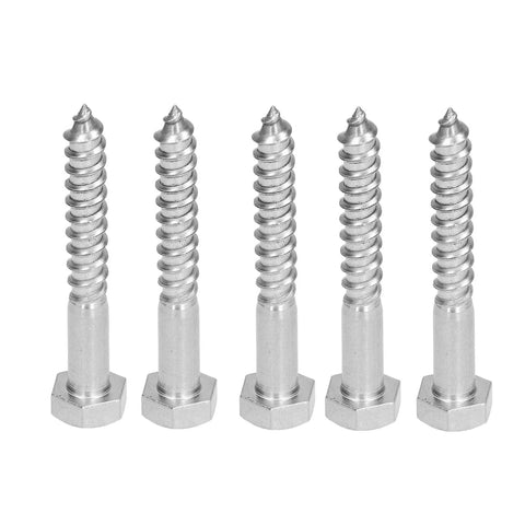 Beefy Half Thread Hex Lag Screws Self Tapping Wood Screws In A2-70 Stainless Steel For Carpentry And Wooden Structures, M8x60mm