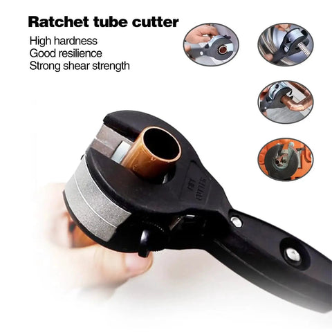 Compact One Handed Ratchet Pipe Cutter For Narrow Spaces Cuts Copper PVC PPR And Plastic Pipes From Five Sixteenths To One And One Eighth Inches